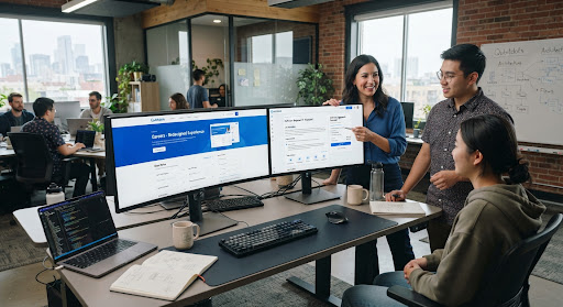 A modern, high-tech collaborative software engineering studio